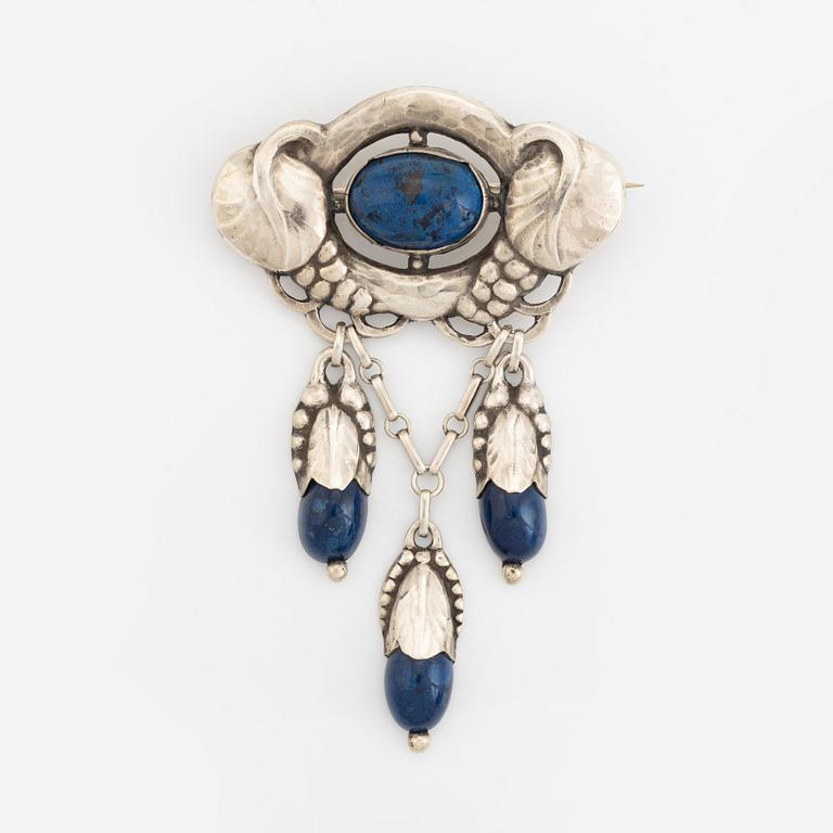 Brooch, Evald Nielsen for  S. L. Jacobsen, silver, jugend.