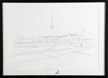 Stig (Slas) Claesson · CLAESSON, STIG. (SLAS), litografi. Sign och numr 163/220.