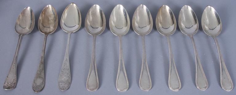 MATSKEDAR, 9, silver, delvis Firma K. Andersson, ca 550 g.