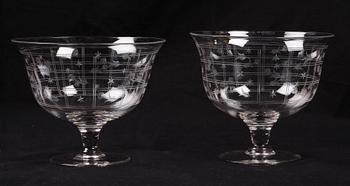SKÅLAR på FOT, ett par, glas. 1900-tal.