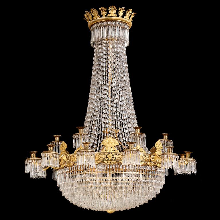 An Empire eighteen-light chandelier, 1830's.