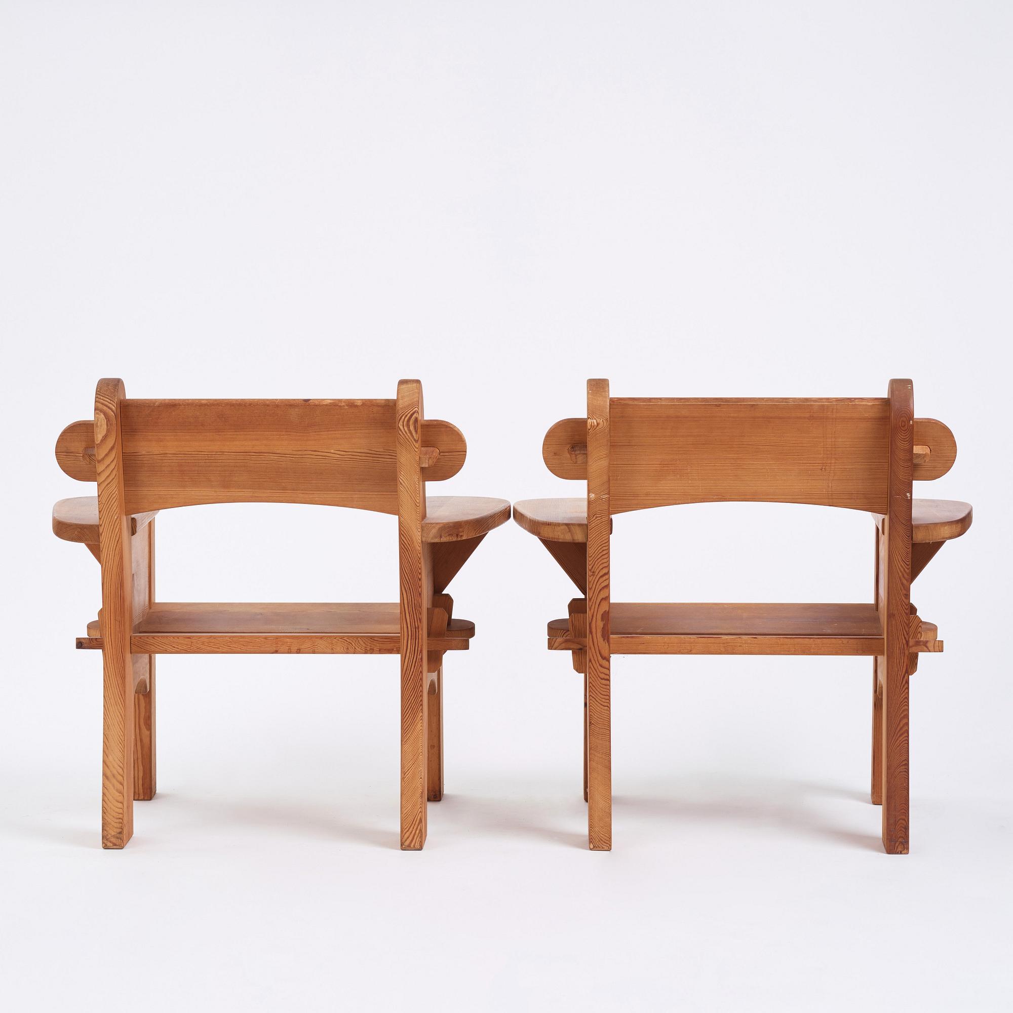 David Rosén, a pair of Swedish Modern 'Berga' pine armchairs, Nordiska Kompaniet, Sweden 1940s.