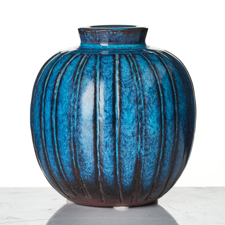 Wilhelm Kåge, Two Farsta stoneware vases, Gustavsberg Studio, 1948 and 1950.