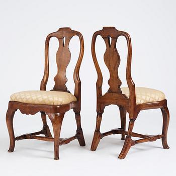 A set of six Swedish Rococo chairs, later part of the 18th century.