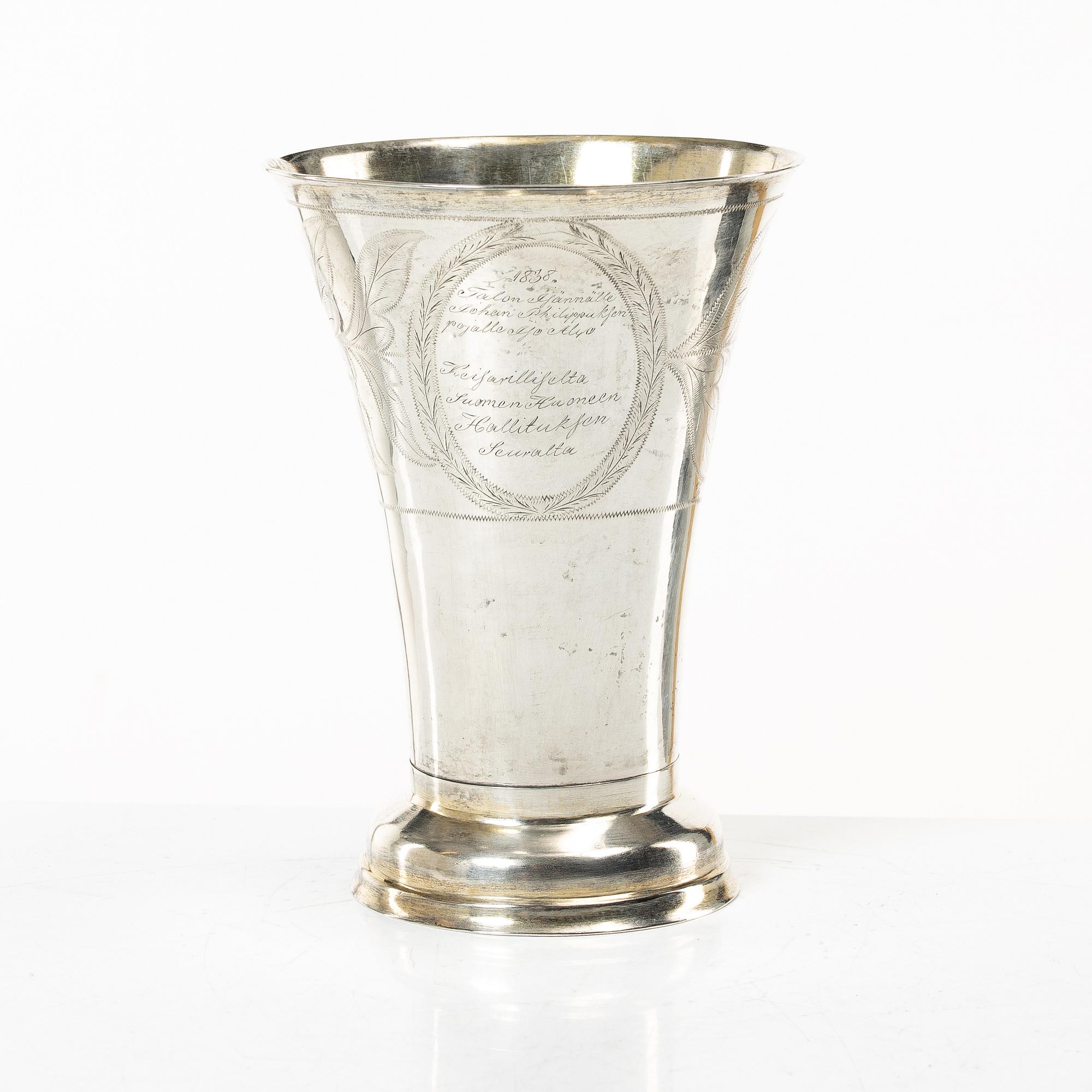 A silver beaker, mark of Carl Johan Österman, Turku, Finland 1838.