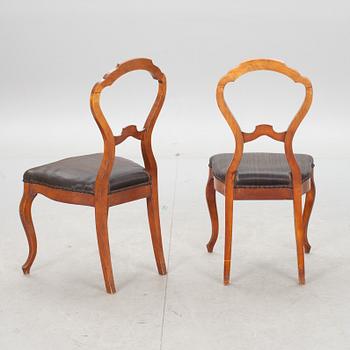 KARMSTOLAR, ett par och STOLAR, 6 st, nyrokoko, 1800-talets slut.