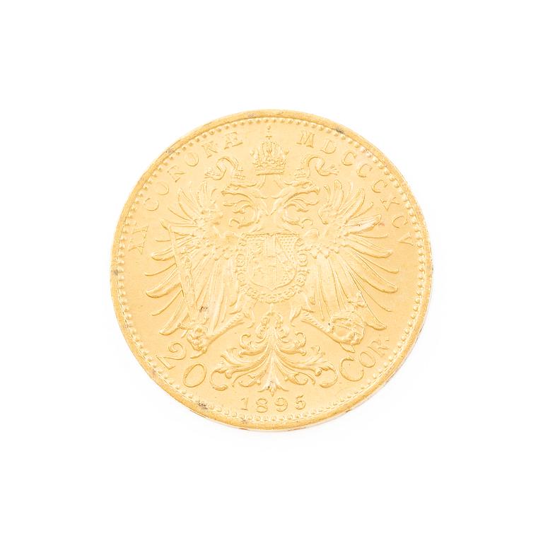 Guldmynt, Österrike-Ungern, 20 Corona, 1895.