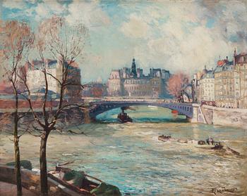 748. Gustave (Gustaf) Albert, "La Seine à Paris, près de l'Hôtel-de-Ville".