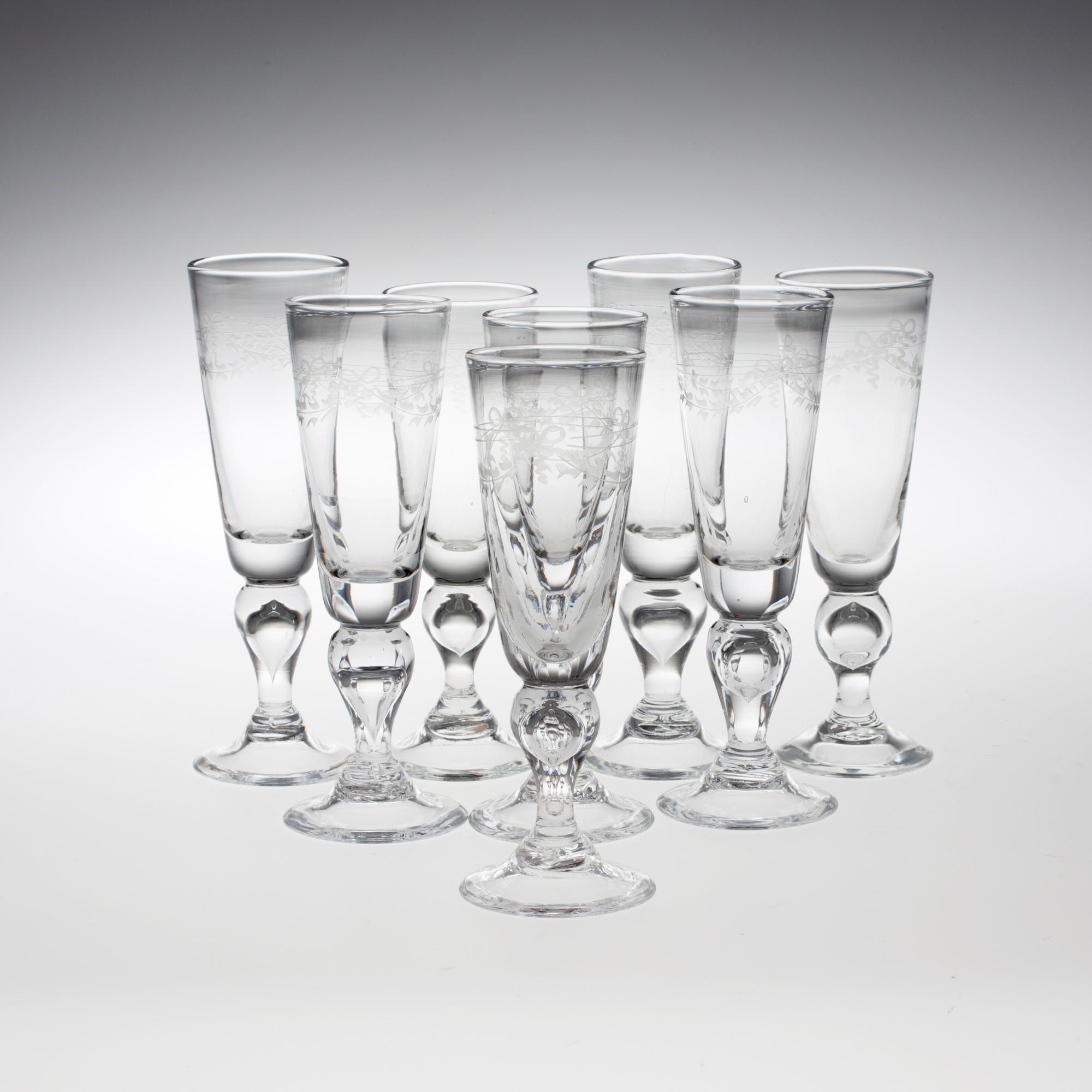 CHAMPAGNEGLAS, 8 stycken, "Antik", Reijmyre.