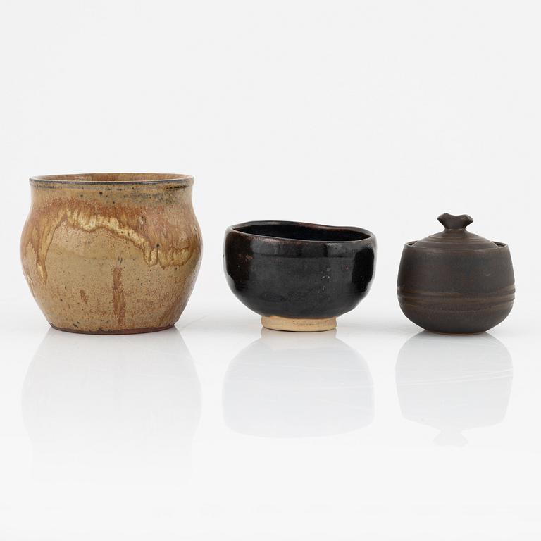 Three glazed stoneware bowls, Japan, 20th century.