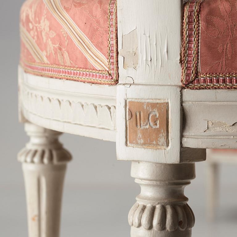 A set of six Gustavian chairs by J Lindgren.