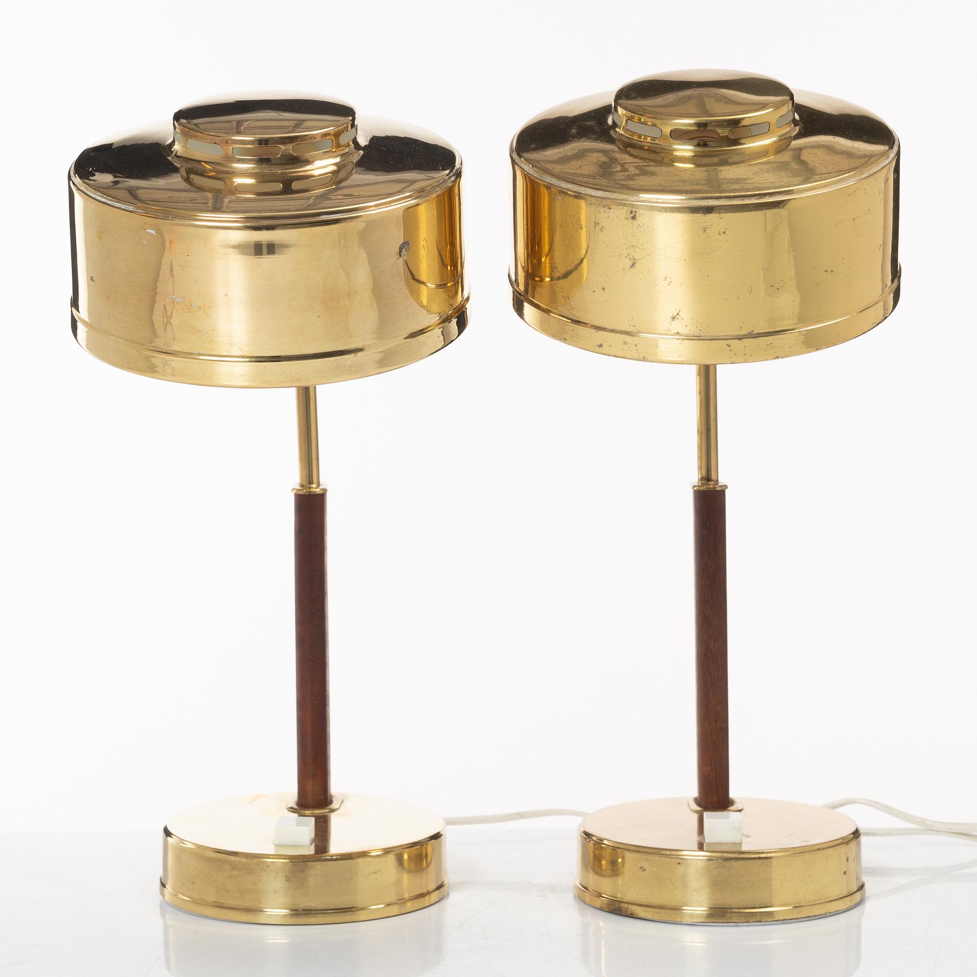 The Johansson Brothers Autometall, table lamps, a pair, Skellefteå, 1960s.