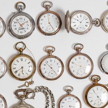 Collection of pocket watches, 63 pieces, "No reserve", various materials.