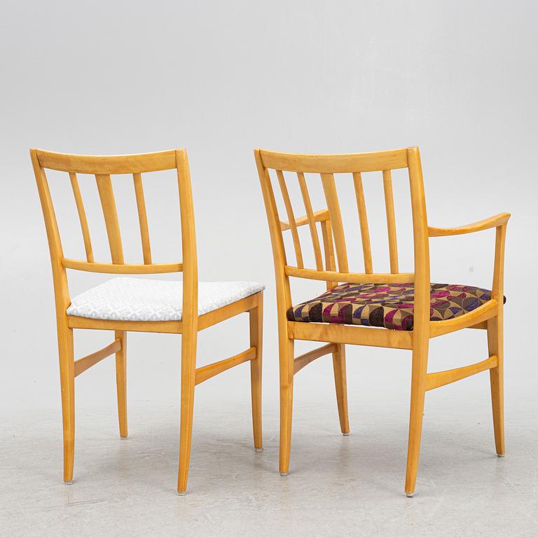 Carl Malmsten, matbord och stolar, 8 st, "Talavid", 1900-talets slut.