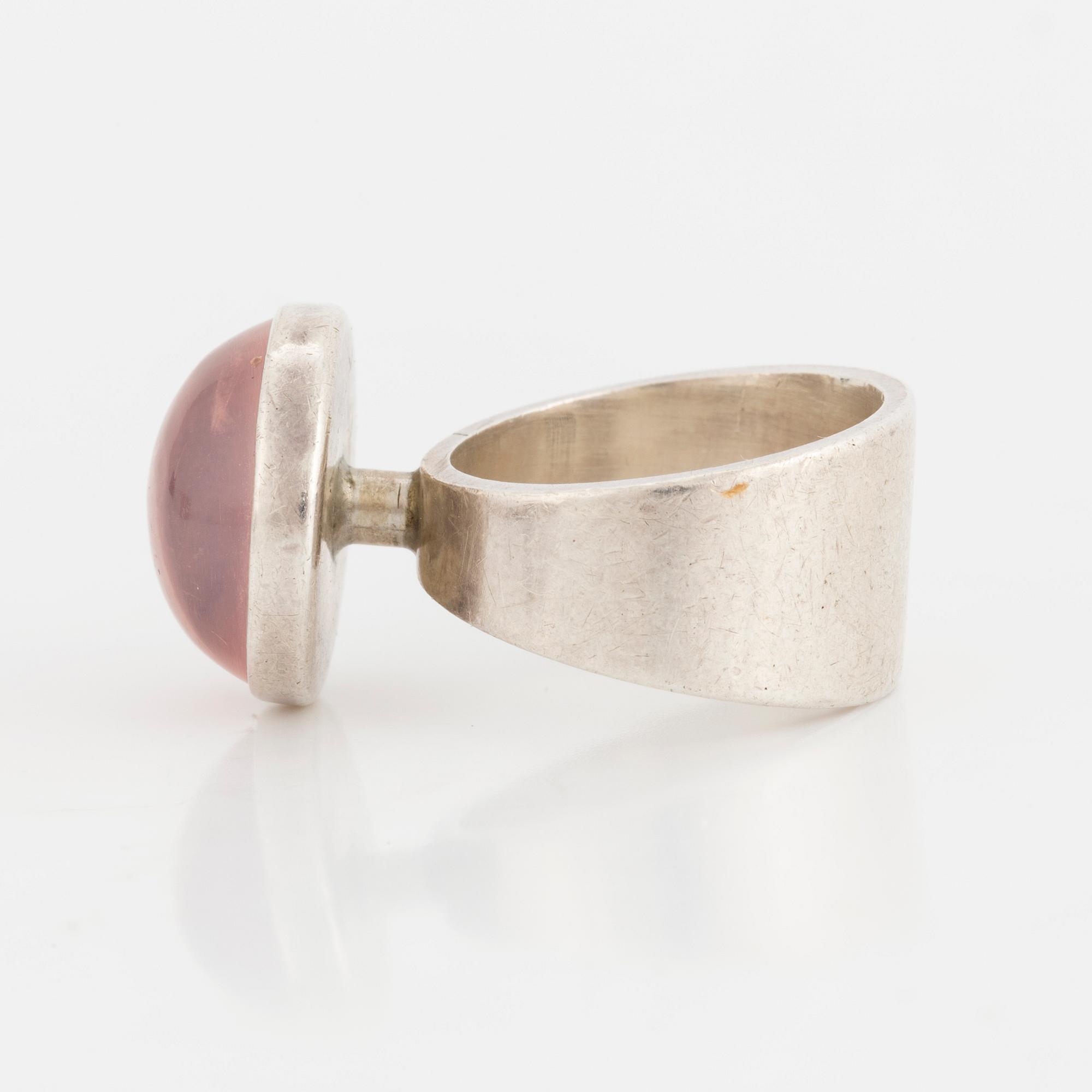 NIELS ERIK FROM, a sterling silver and rose quartz ring, Denmark.