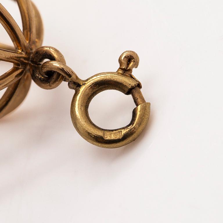 Korusetti, 3 osaa, riipus, rannekoru, korvakorut, 14K kultaa. A. Tillander, Helsinki.