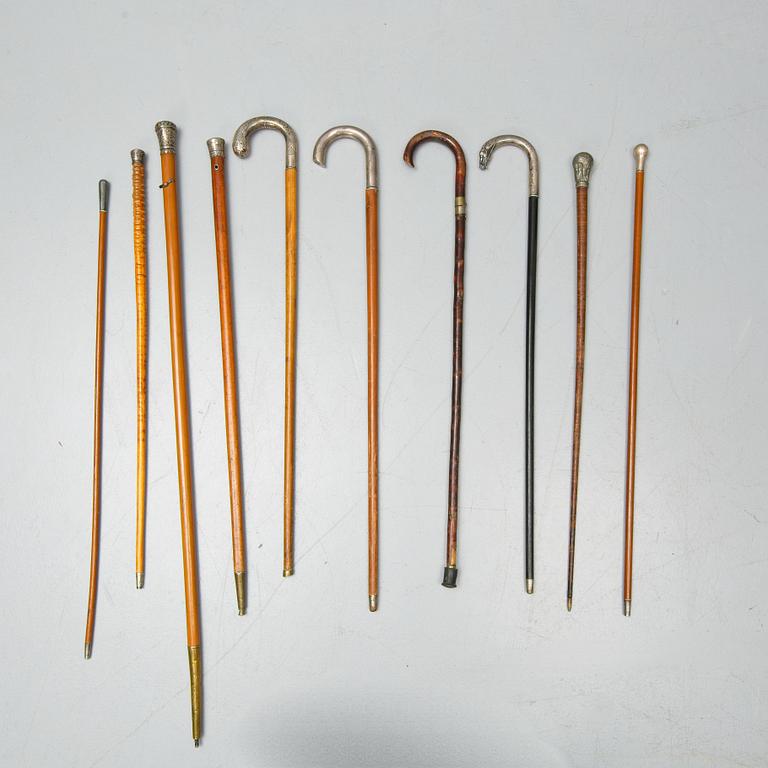 A set  of ten 20th century walking-canes.