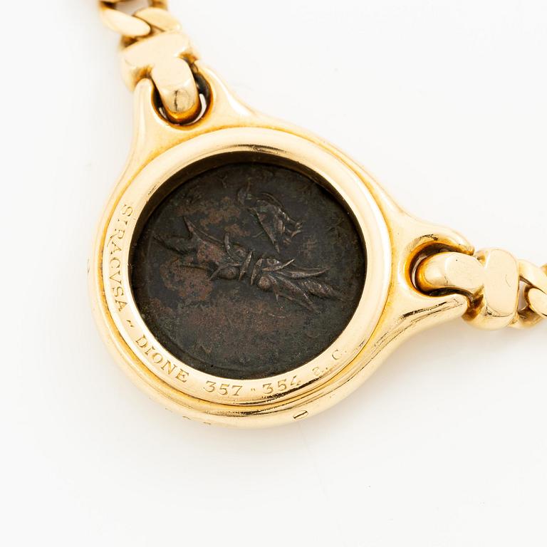 Bulgari a necklace "Monete" 18K gold with an ancient coin.
