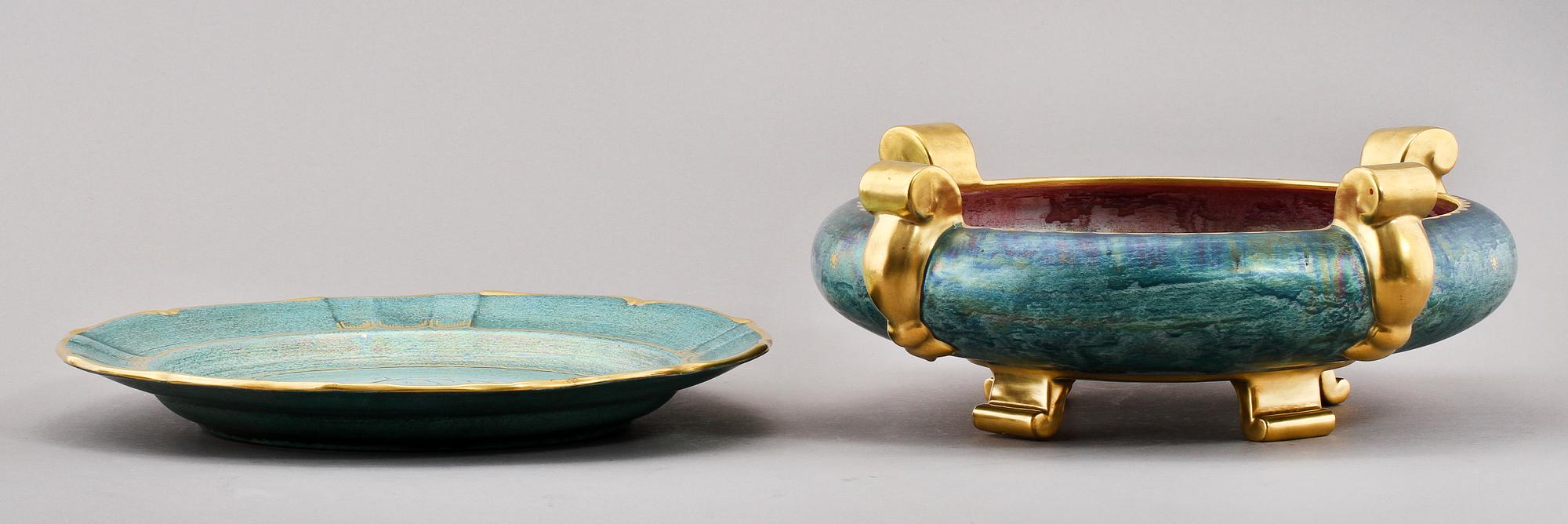 PARTI FLINTGODS, 4 delar, Josef Ekberg, Gustavsberg, 1900-talets första hälft.
