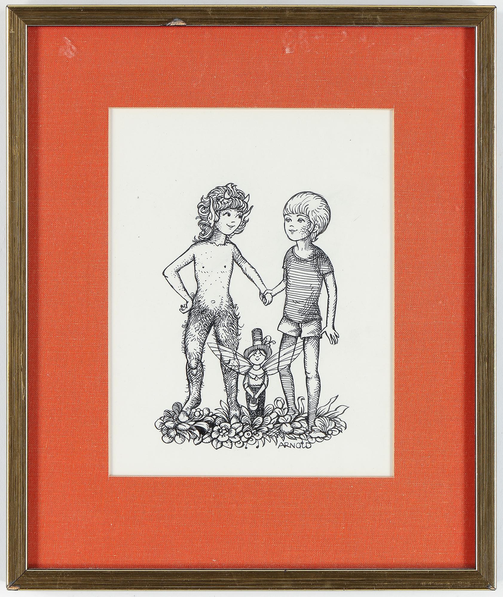 HANS ARNOLD, tuschteckningar, 3 st, signerade.