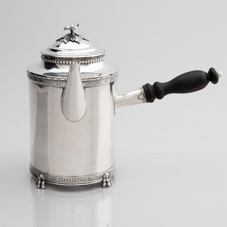 Pehr Zethelius, kaffekanna, silver, Stockholm 1783. Gustaviansk.