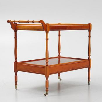 An English style yew drinks trolley, second half of the 20th Century.