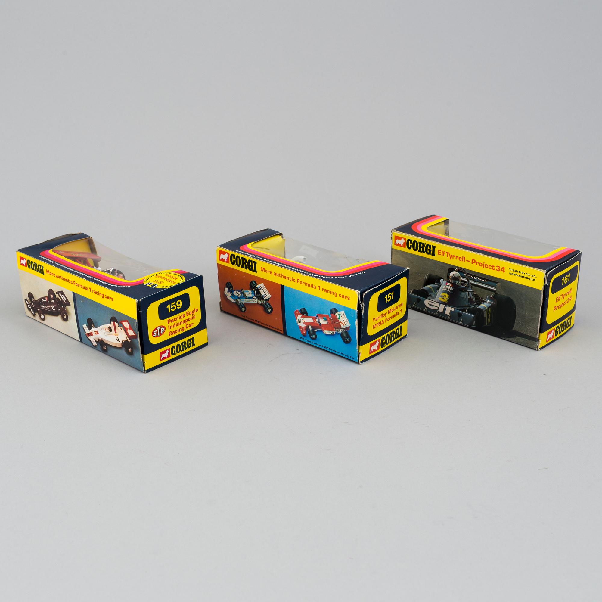 a set of 6 formula 1 Corgi Toys cars, England 1970's.