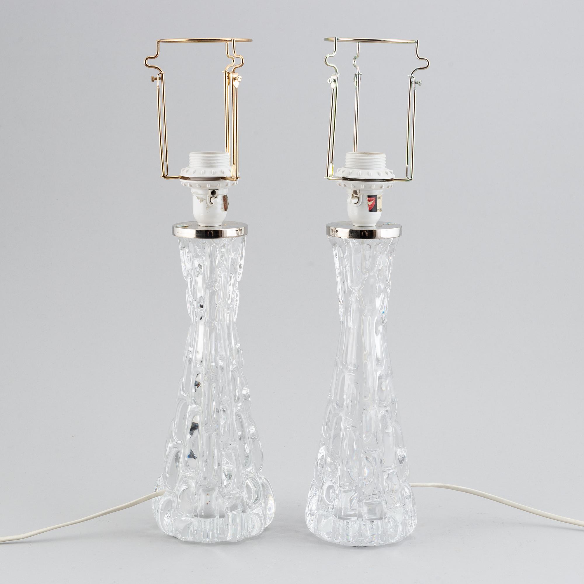 Carl Fagerlund, a pair of model "1477" table lamps for Orrefors.