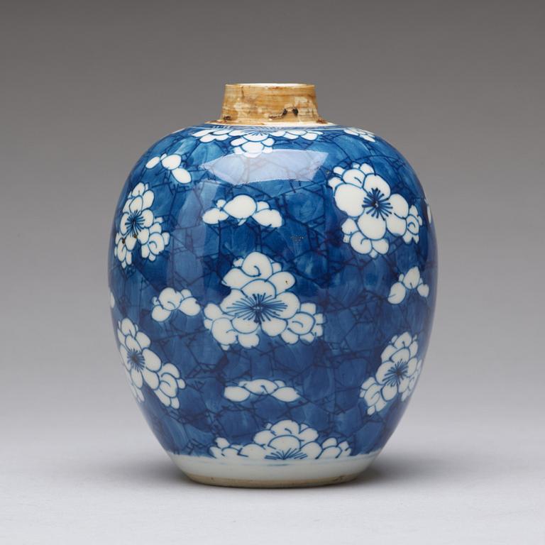 A blue and white tea caddy, Qing dynasty, Kangxi (1662-1722).