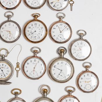 Collection of pocket watches, 63 pieces, "No reserve", various materials.