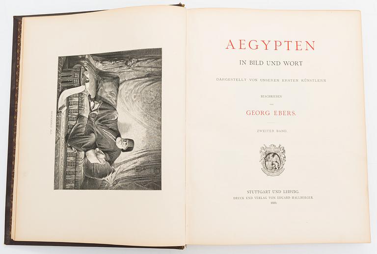 Georg Ebers, böcker i två volymer, "Aegypten", 2:a upplagan, Stuttgart & Leipzig 1879-80.