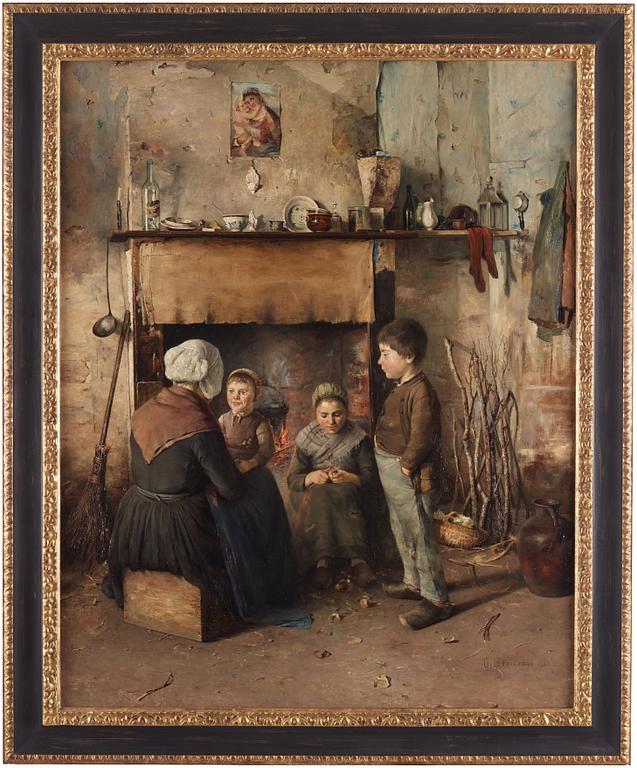 Frans Oscar Stenvall, Family by the fire.