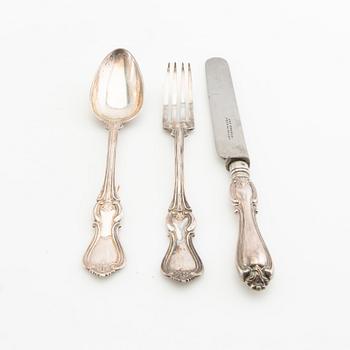 Christian Brockmann Resebestick 3 dlr i etui "Olga" silver Karlstad 1870.