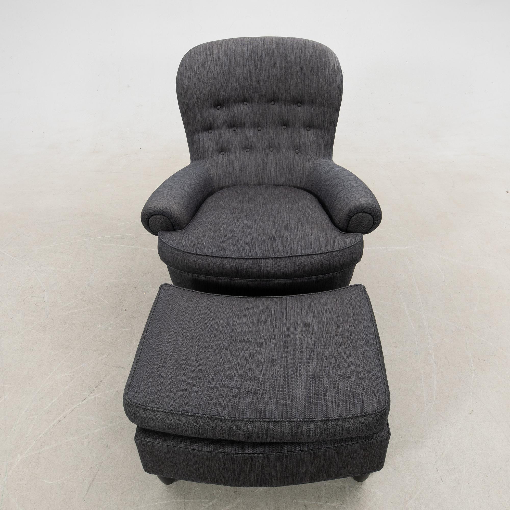 Carl Malmsten, armchair with footstool, "The Giant Toad", O. H. Sjögren, Tranås, 2015.