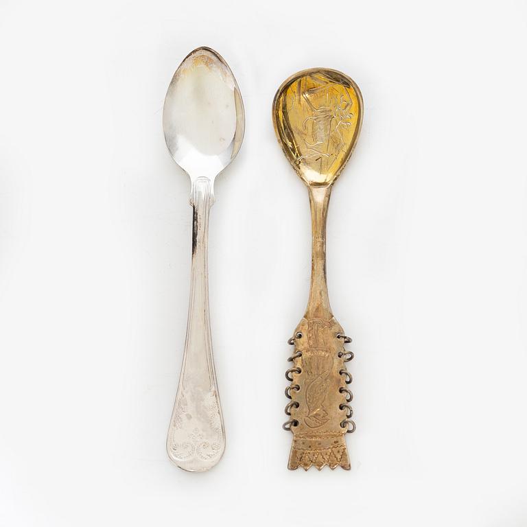 Mocha spoons, 5+12 pcs, silver, including with mark of Mema, Lidköping, Sweden 1991.