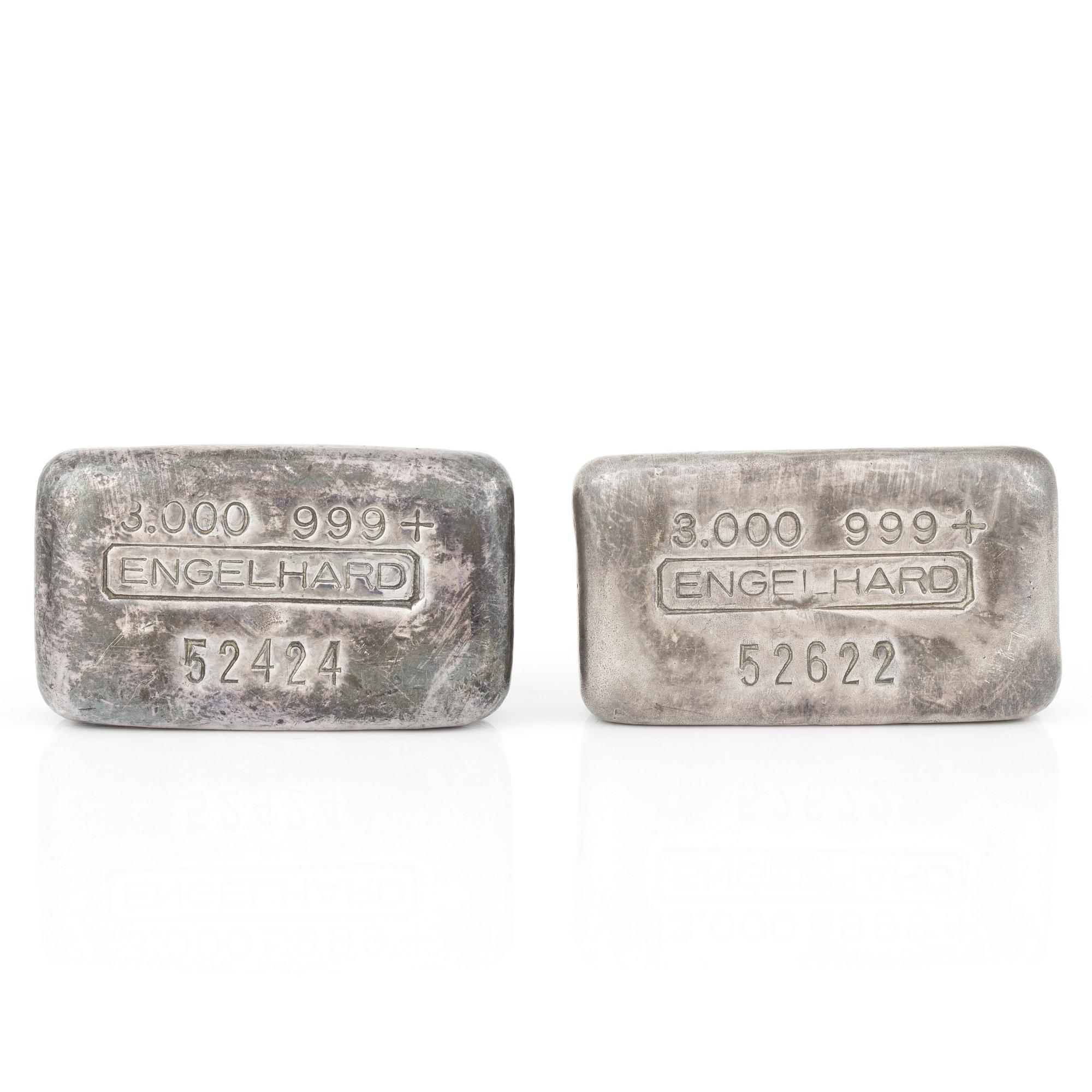 SILVERTACKOR, 2 st, silverhalt 999+, nr 52622 och 52424. Vikt ca 189 g.