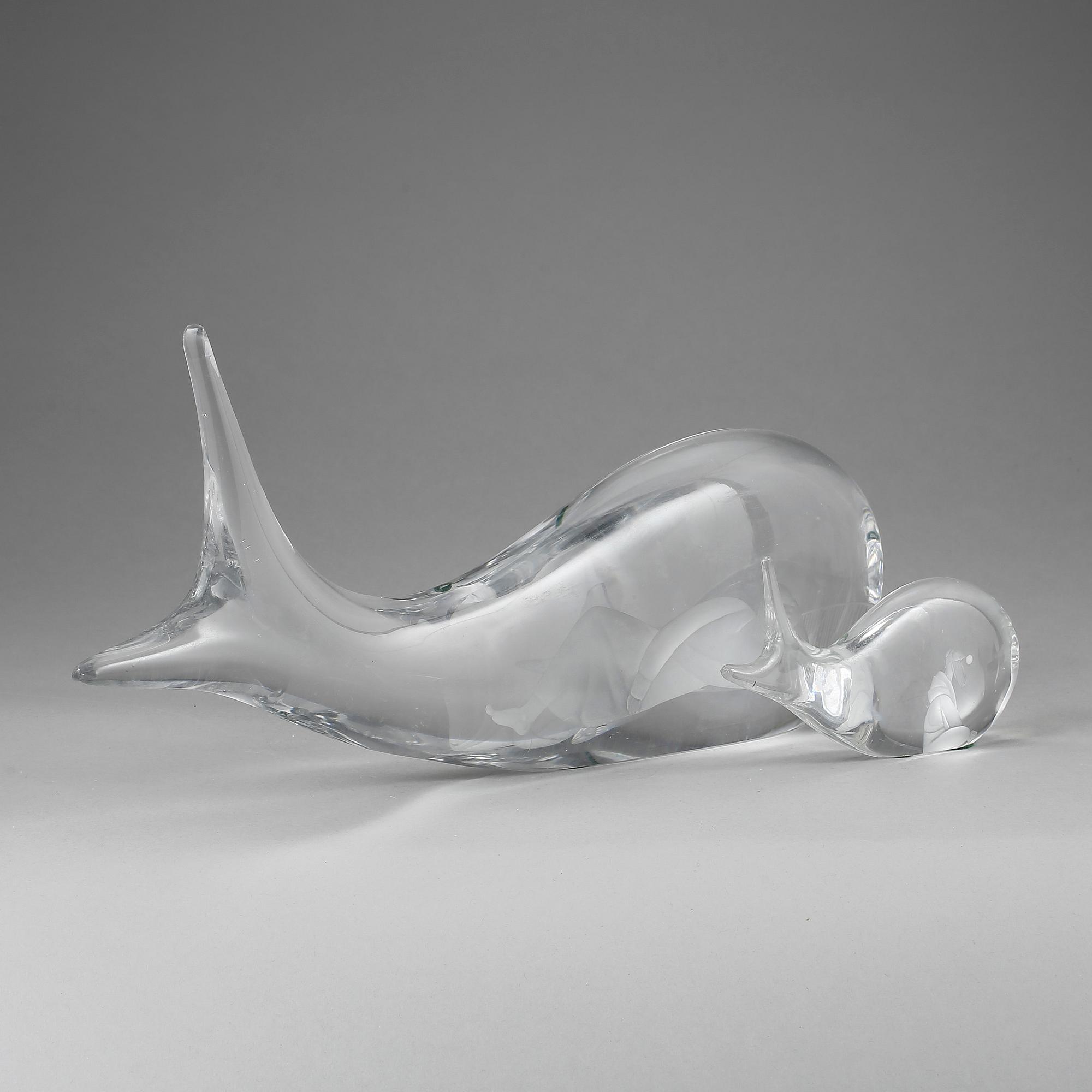 SKULPTURER, 2 st, glas, Vicke Lindstrand, Kosta.