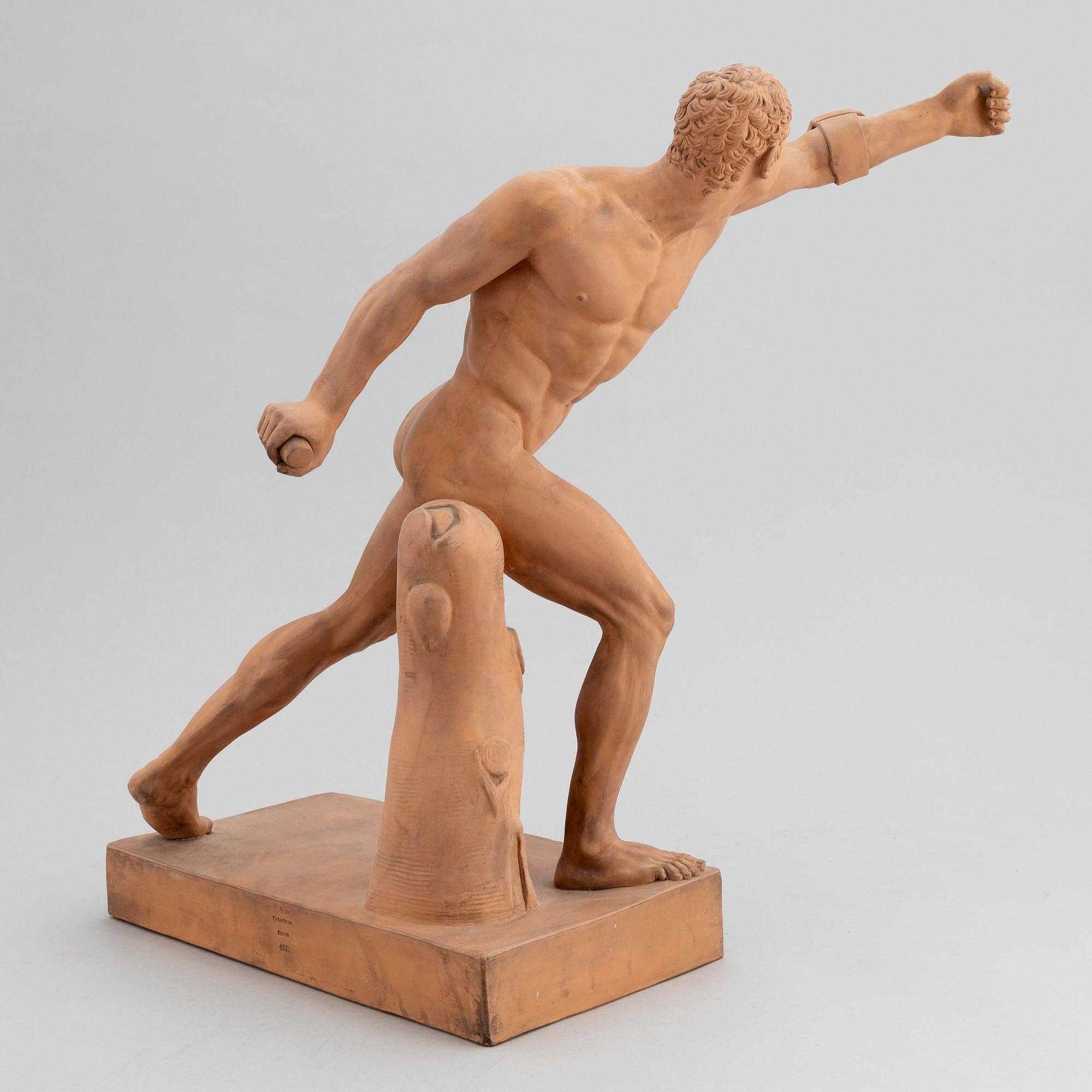 Agasias of Ephesus, after, a terracotta sculpture, P.Ipsen, Copenhagen, late 19th century.