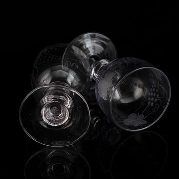 Six similar wine glasses, mid 19th century.