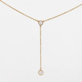 Tiffany & Co, Elsa Peretti, kaulakoru, "Diamonds by the Yard", 18K kultaa ja kaksi briljanttihiottua timanttia.