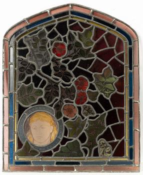 Three stained glass windows, England, circa 1900.