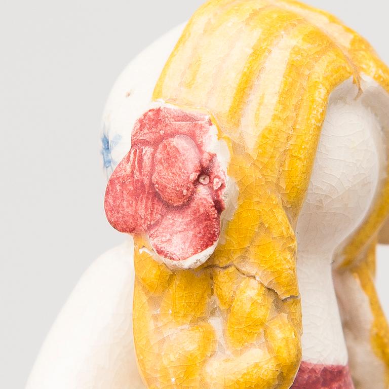 BIRDIE SAHLBERG, and ORVOKKI "OKKI" LAINE attributed to, ceramic figurines, 1+3 pcs, mid-20th century.