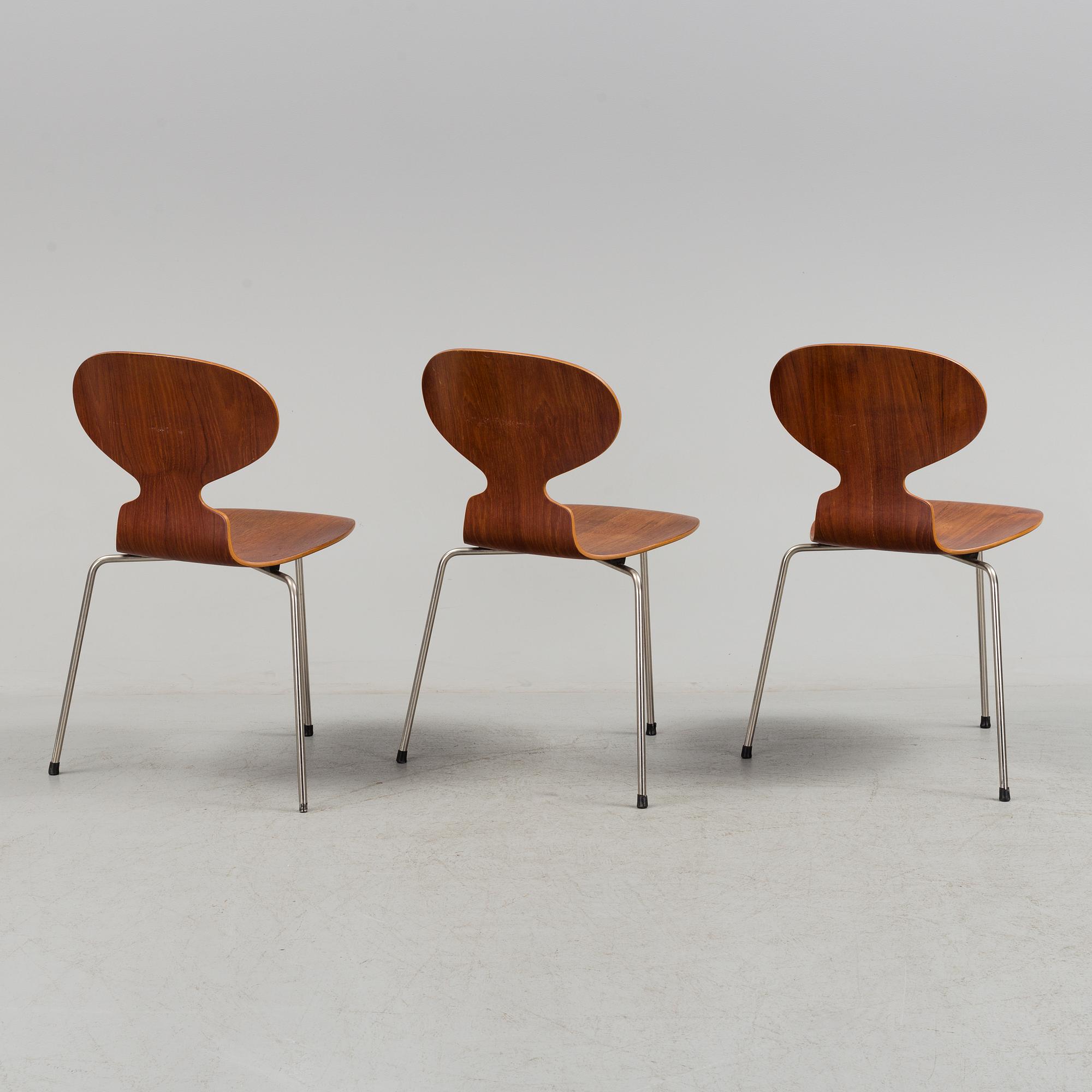 Three 'Myran' teak chairs from Fritz Hansen.