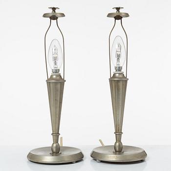 Harald Notini, Table lamps, a pair, model 6898, Böhlmarks lamp factory, Stockholm 1920s-30s.