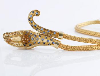 COLLIER, med safirer, rubiner och briljantslipade diamanter.