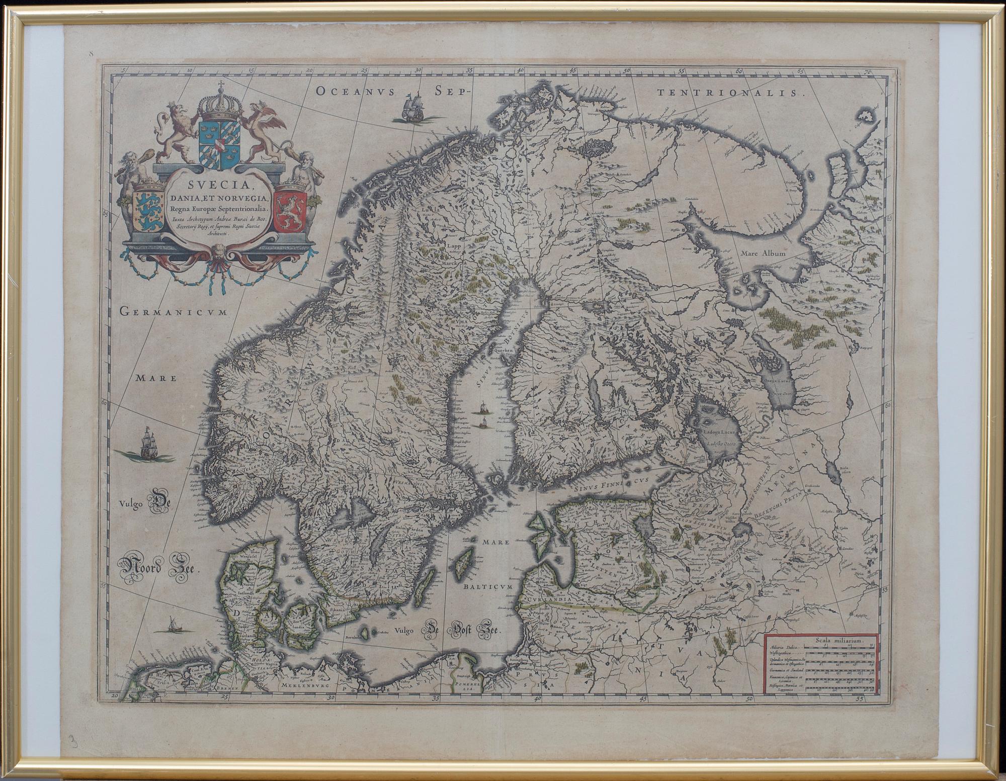 ANDERS BURE, JOAN BLAEU, map, copper engraving, Antwerpen, ca 1650-60.