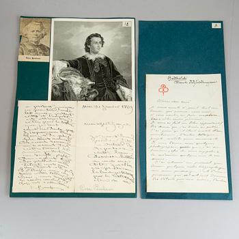 BREVSAMLING, bla Egron Lundgren, Rosa Bonheur, Carl Snoilsky, Frédéric Auguste Bartholdi.