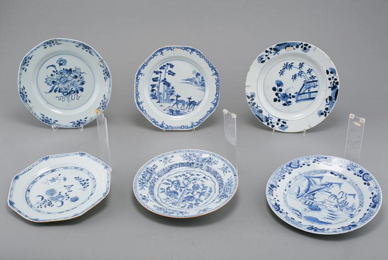 TALLRIKAR, 6 st, porslin, Kina, 1700-tal.