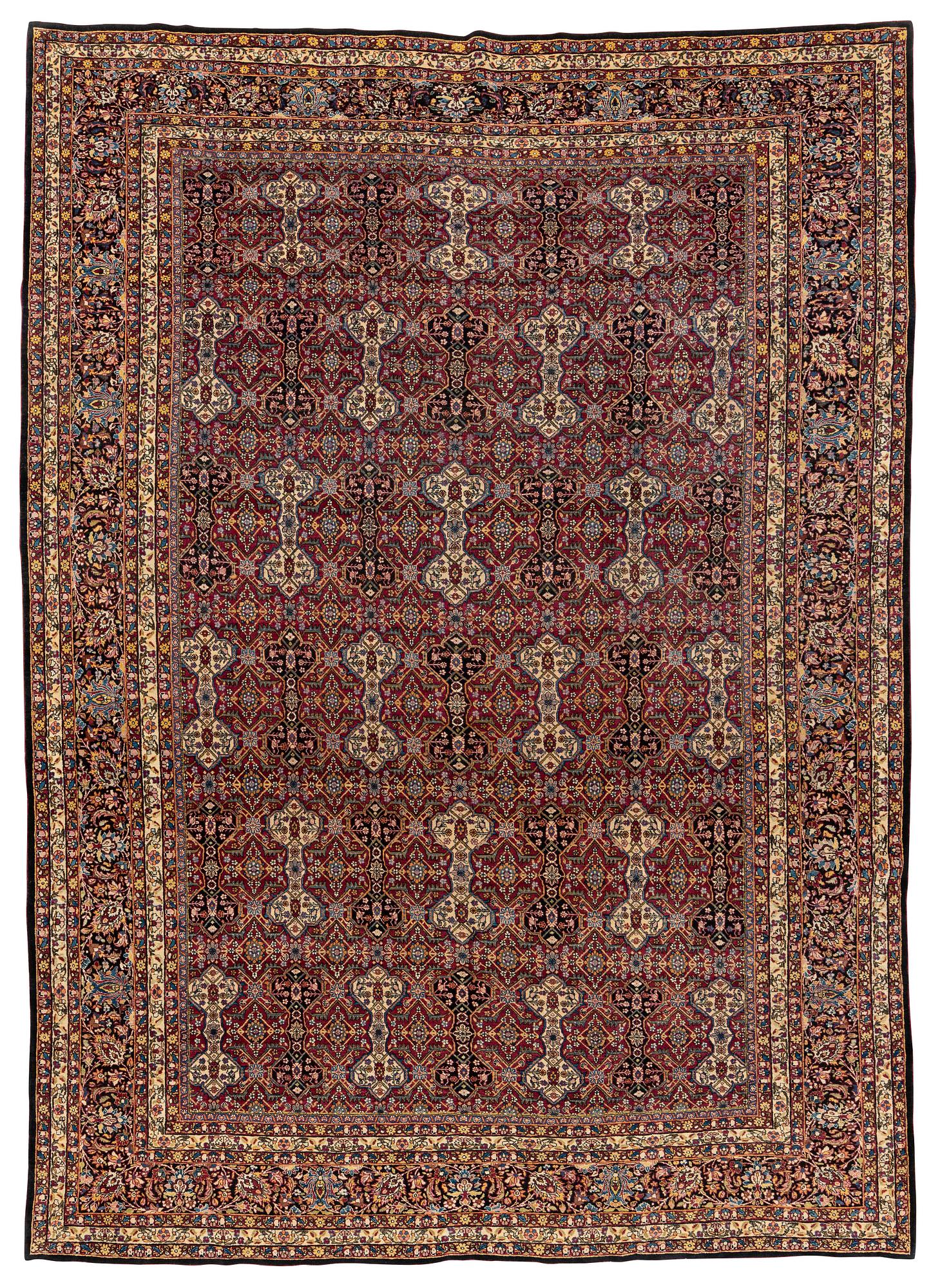 A semi-antique Semnan carpet, North Persia, c. 412 x 304 cm.