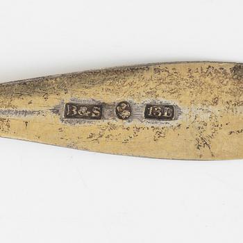 Saltkar, ett par, silver, snarlika, en av Petter Eneroth, Gustavianska, Stockholm 1799.